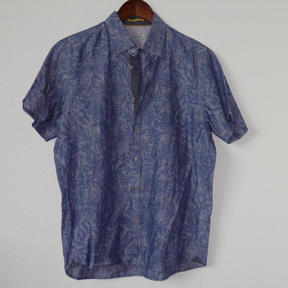 Ted Baker London | Size 4 | Short-Sleeve Patterned Dress Shirt